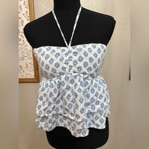 Hollister Blue Floral Halter Blouse